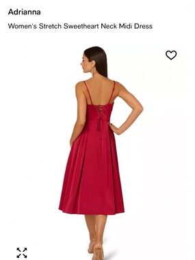 Adrianna Women's Stretch Sweetheart Neck Midi Dress